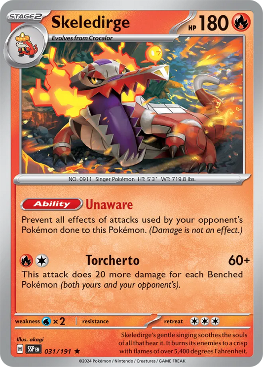031/191 Skeledirge Surging Sparks Pokémon Card