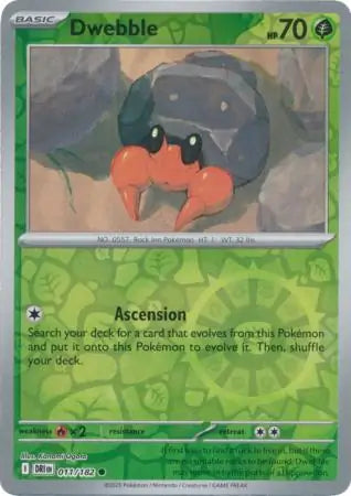 011/182 Dwebble Reverse Holo Destined Rivals Pokémon Card