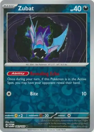 041/165 Zubat Reverse Holo 151 Pokémon Card