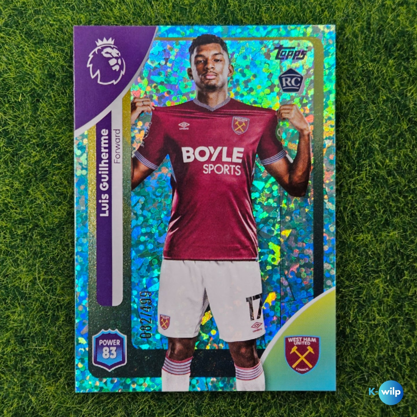 Luis Guilherme Numbered 082/499 West Ham Topps 2025/2026 Premier League Card Number #285 Football Card