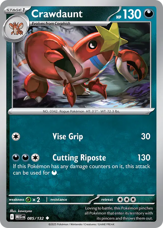 085/132 Crawdaunt Mega Evolution Pokémon Card