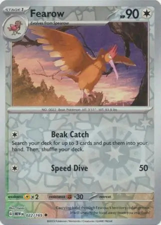 022/165 Fearow Reverse Holo 151 Pokémon Card