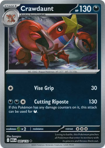 085/132 Crawdaunt Reverse Holo Mega Evolution Pokémon Card