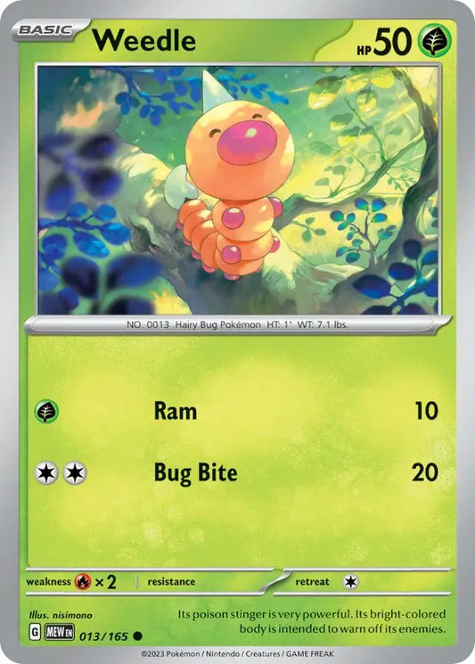 013/165 Weedle 151 Pokémon Card