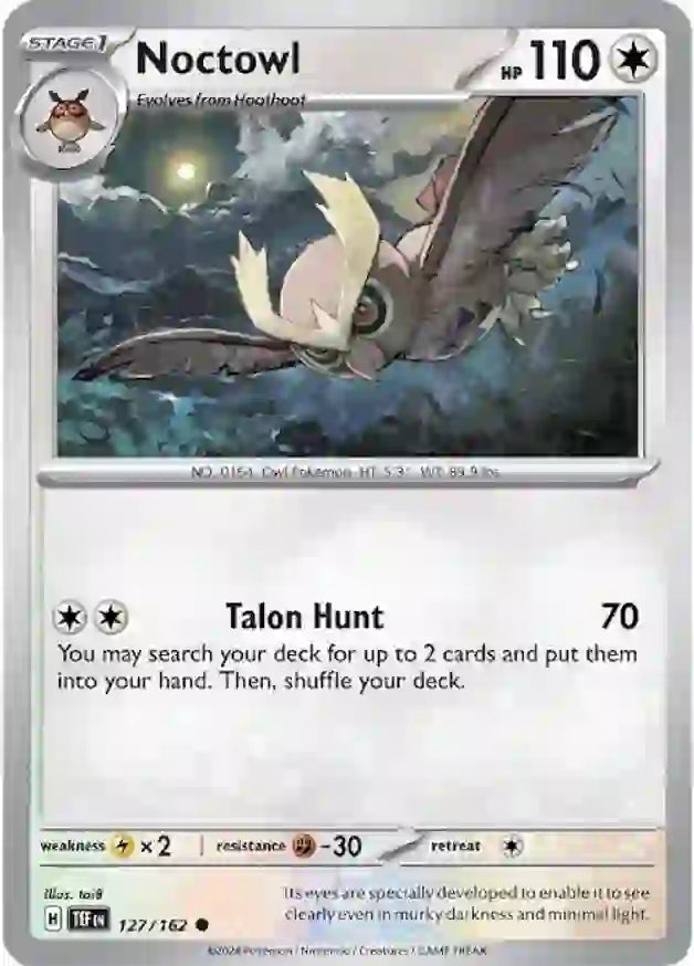 127/162 Noctowl Scarlet & Violet Temporal Forces Pokémon Card