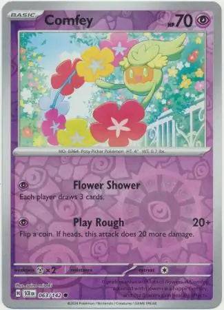 063/142 Comfey Reverse Holo Stellar Crown Pokémon Card