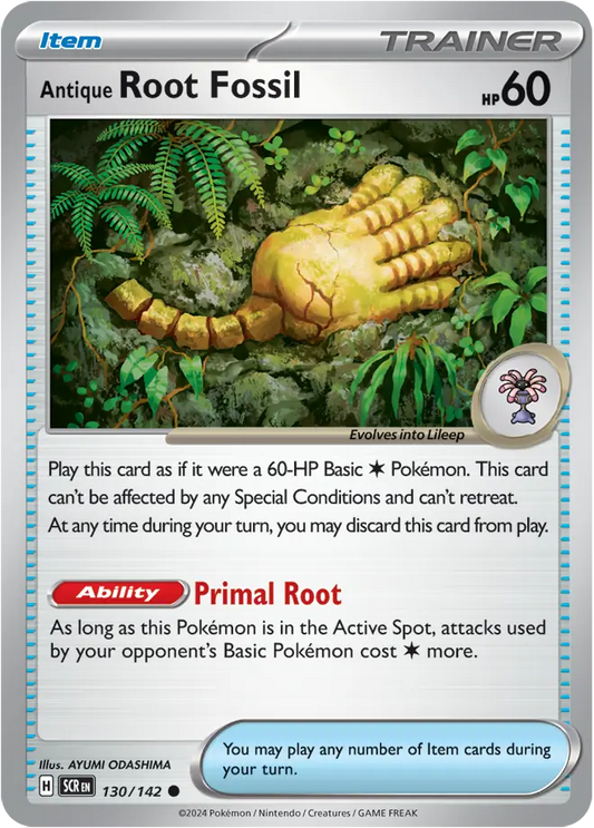 130/142 Antique Root Fossil Stellar Crown Pokémon Card