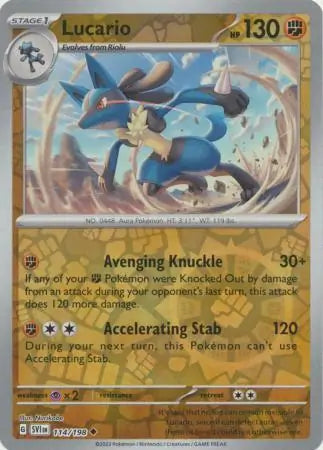 114/198 Lucario Reverse Holo Scarlet & Violet Base Set Pokémon Card