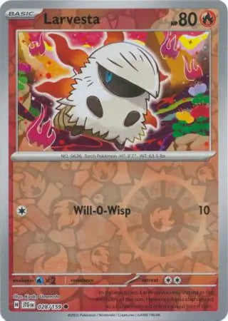 028/159 Larvesta Reverse Holo Journey Together Pokémon Card