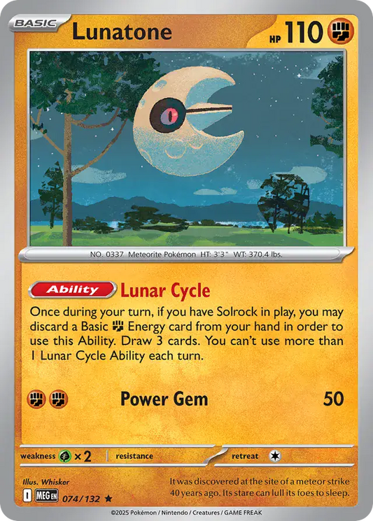 074/132 Lunatone Mega Evolution Pokémon Card