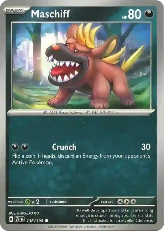136/198 Maschiff Scarlet & Violet Base Set Pokémon Card