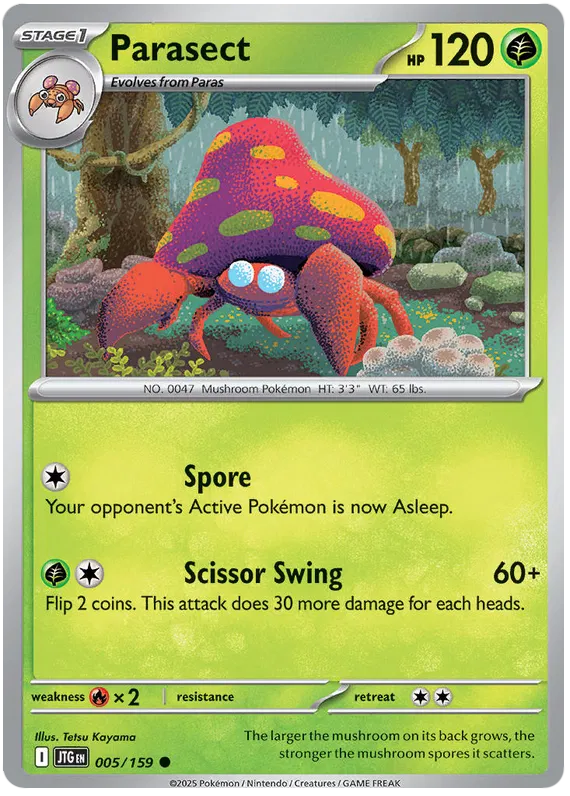 005/159 Parasect Journey Together Pokémon Card