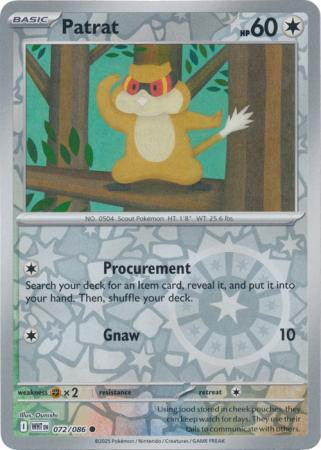 072/086 Patrat Reverse Holo White Flare Pokémon Card