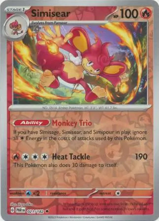 021/182 Simisear Reverse Holo Paradox Rift Pokémon Card