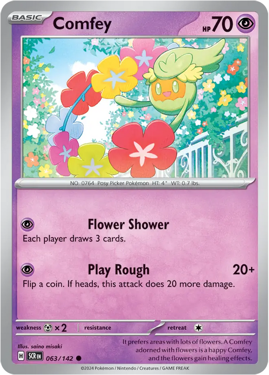 063/142 Comfey Stellar Crown Pokémon Card