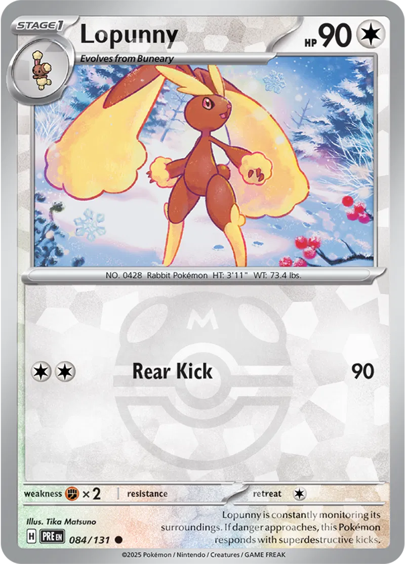 084/131 Lopunny Master Ball Holo Prismatic Evolutions Pokémon Card