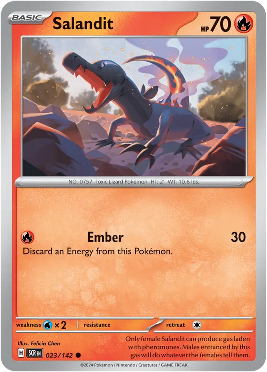 023/142 Salandit Stellar Crown Pokémon Card