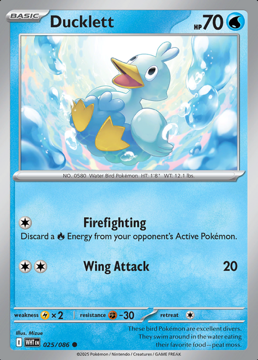 025/086 Ducklett White Flare Pokémon Card