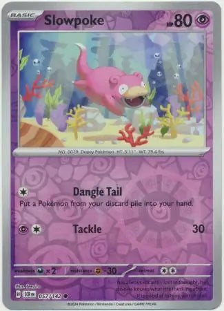 057/142 Slowpoke Reverse Holo Stellar Crown Pokémon Card