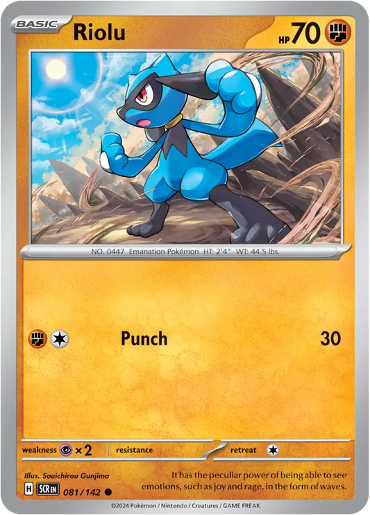 081/142 Riolu Stellar Crown Pokémon Card