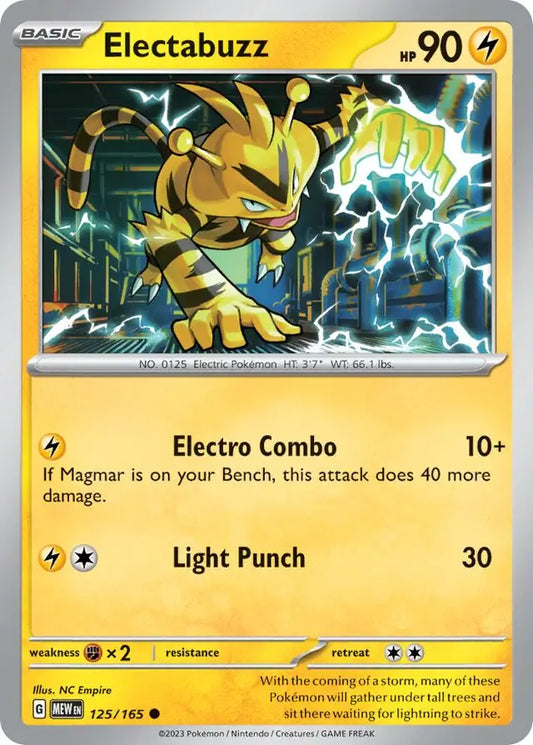 125/165 Electabuzz 151 Pokémon Card