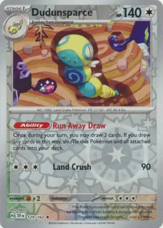 129/162 Dudunsparce Reverse Holo Temporal Forces Pokémon Card