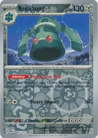 067/131 Bronzong Reverse Holo Prismatic Evolutions Pokémon Card