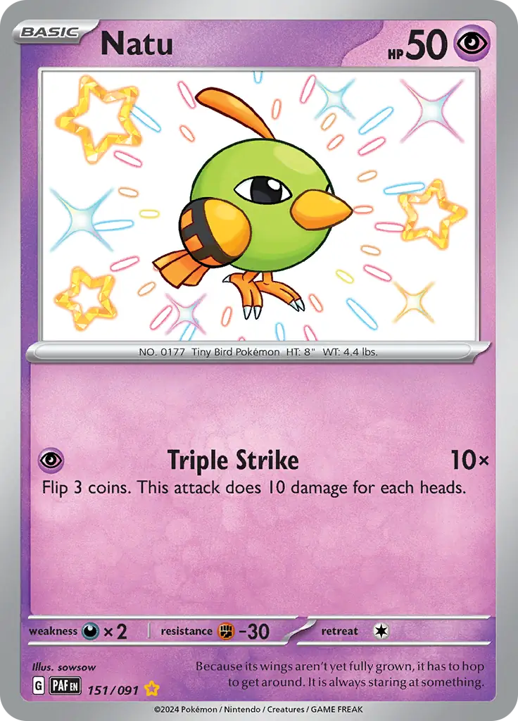 151/091 Natu Paldean Fates Pokémon Card