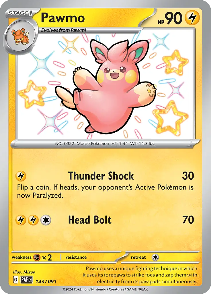 143/091 Pawmo Paldean Fates Pokémon Card