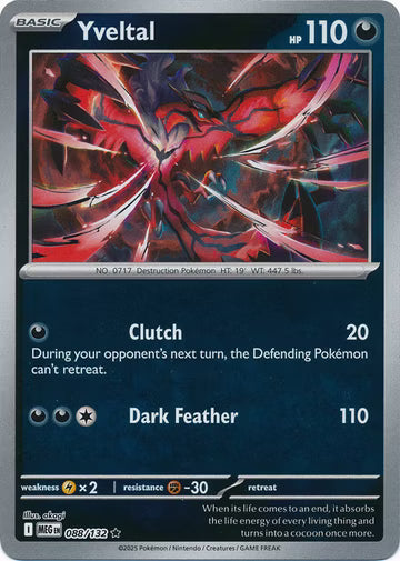 088/132 Yveltal Reverse Holo Mega Evolution Pokémon Card