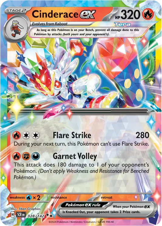 028/142 Cinderace ex Stellar Crown Pokémon Card