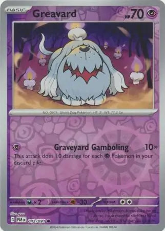 042/091 Greavard Reverse Holo Paldean Fates Pokémon Card