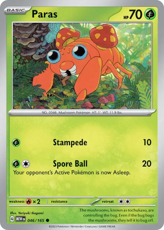046/165 Paras 151 Pokémon Card