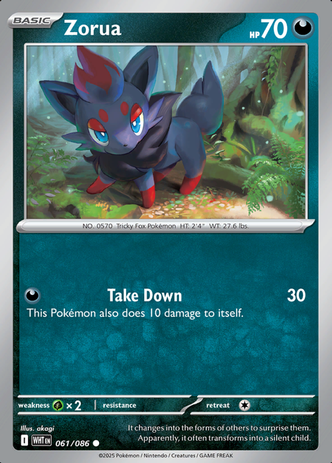 061/086 Zorua White Flare Pokémon Card