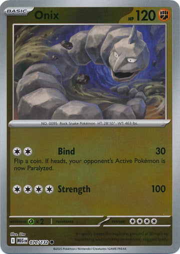 070/132 Onix Reverse Holo Mega Evolution Pokémon Card