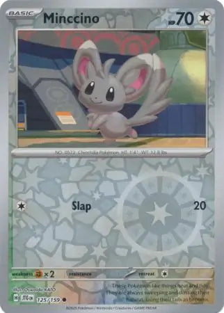 125/159 Minccino Reverse Holo Journey Together Pokémon Card