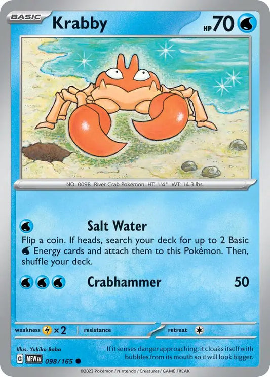 098/165 Krabby 151 Pokémon Card