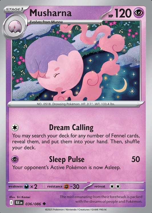 036/086 Musharna Black Bolt Pokémon Card