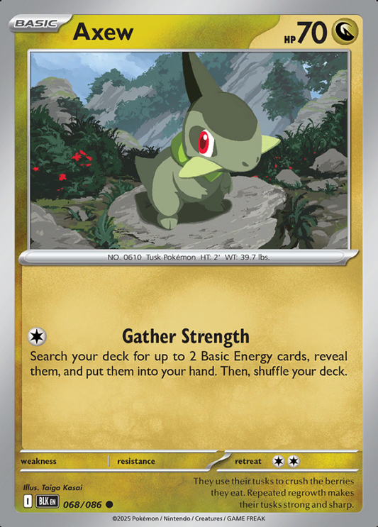 068/086 Axew Black Bolt Pokémon Card