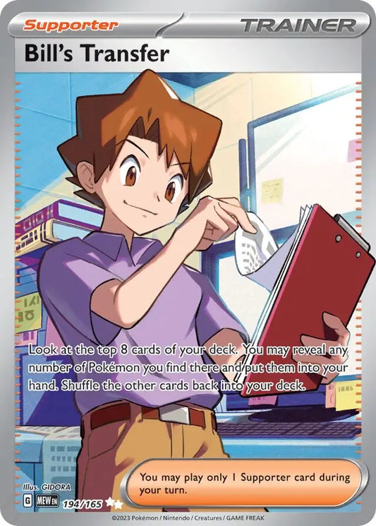 194/165 Bill's Transfer 151 Pokémon Card