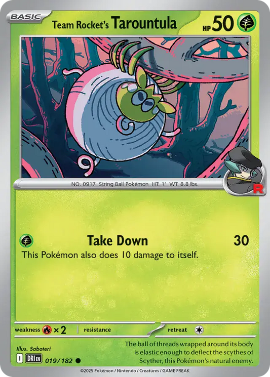 019/182 Team Rocket's Tarountula Destined Rivals Pokémon Card
