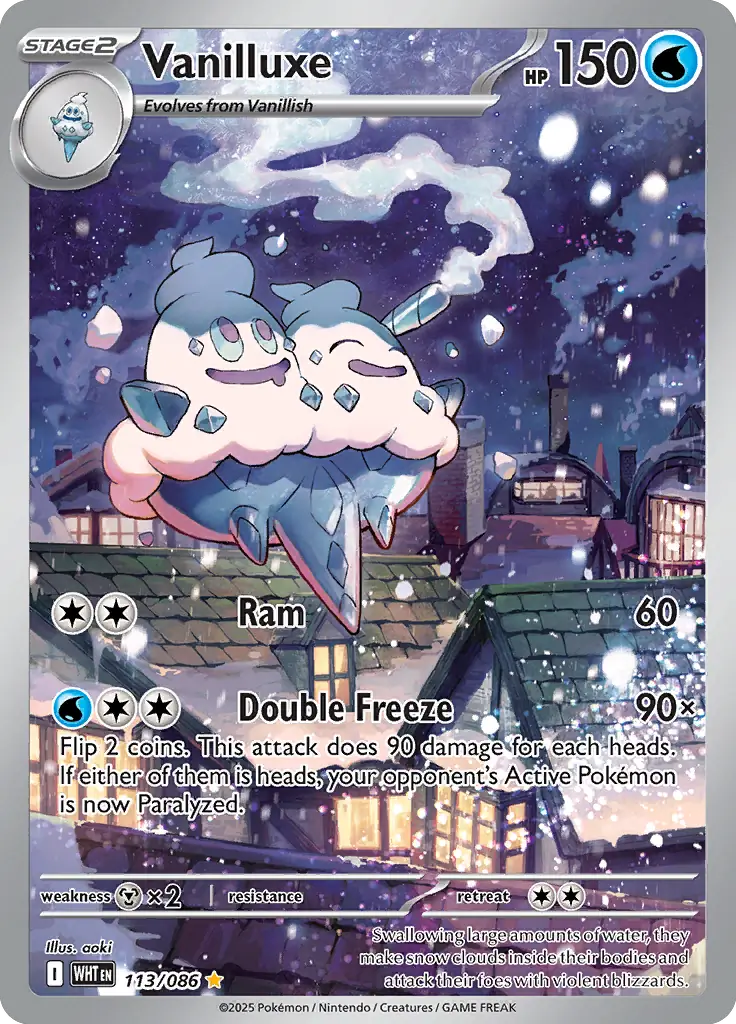 113/086 Vanilluxe White Flare Pokémon Card