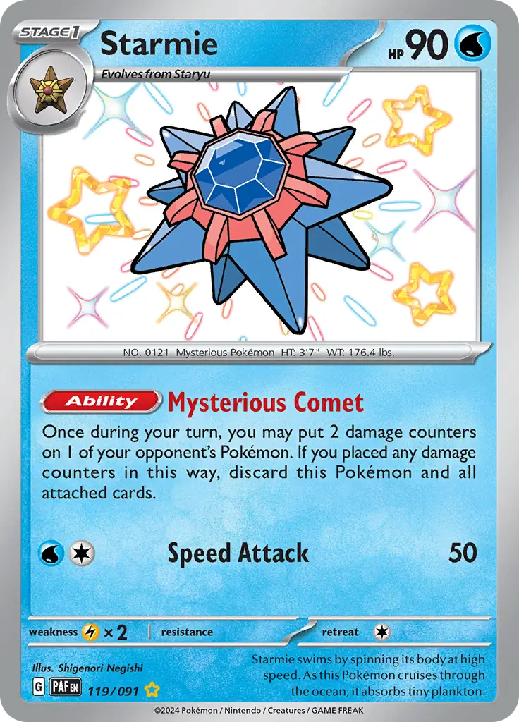 119/091 Starmie Paldean Fates Pokémon Card