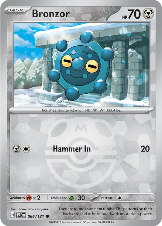 066/131 Bronzor Master Ball Holo Prismatic Evolutions Pokémon Card
