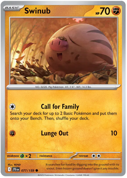 077/159 Swinub Journey Together Pokémon Card