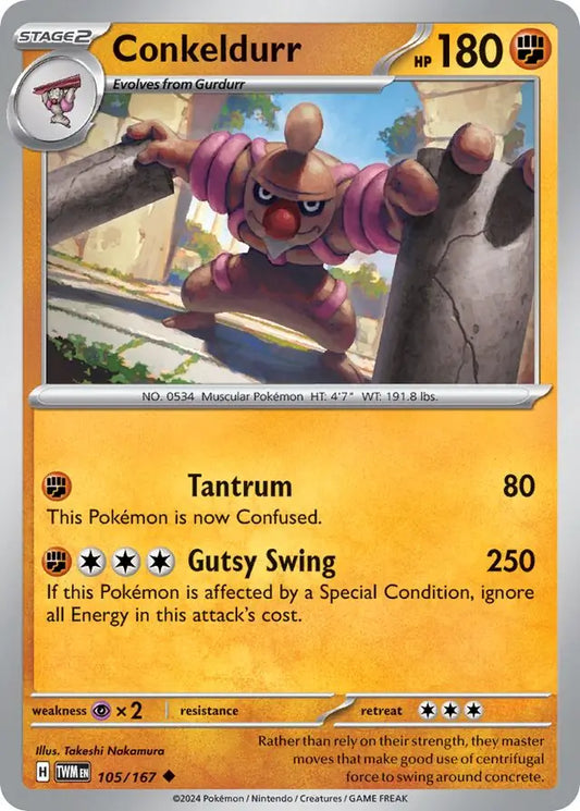 105/167 Conkeldurr Twilight Masquerade Pokémon Card