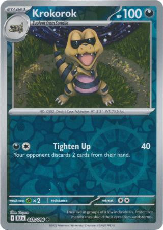 058/086 Krokorok Reverse Holo Black Bolt Pokémon Card