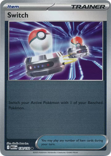 130/132 Switch Reverse Holo Mega Evolution Pokémon Card