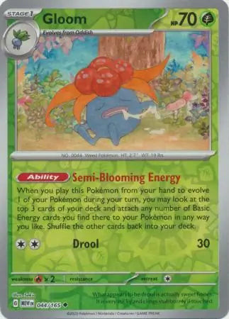 044/165 Gloom Reverse Holo 151 Pokémon Card