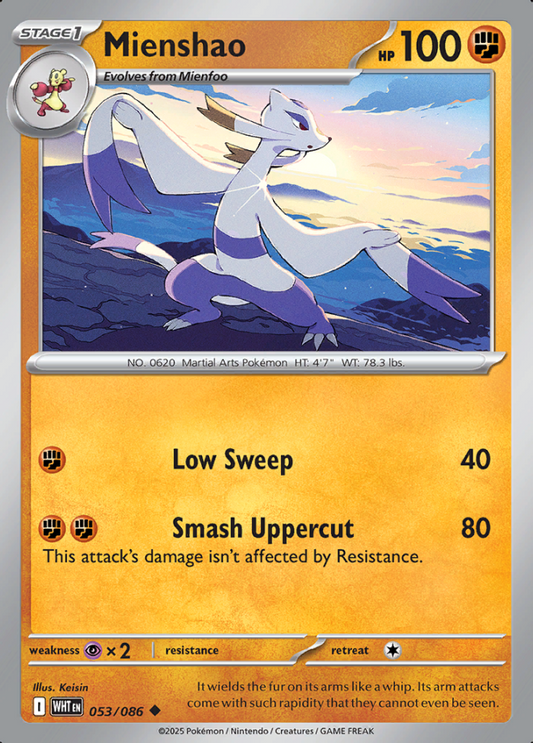 053/086 Mienshao White Flare Pokémon Card